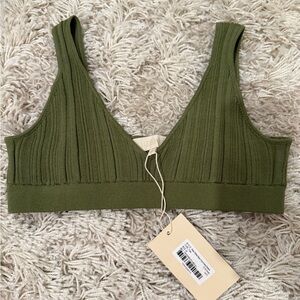 Olive Green Ribbed Bralette